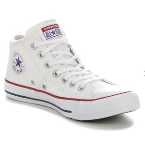 White mid-top converse